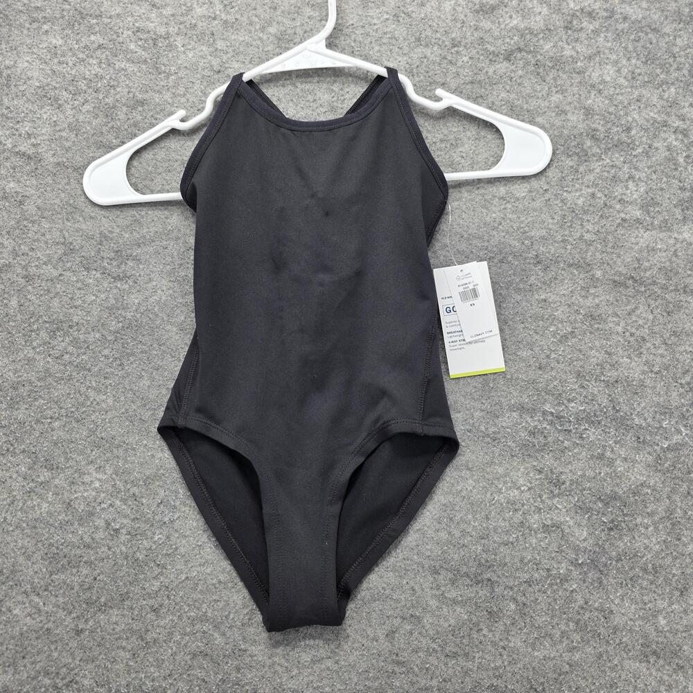 Old Navy Active One Piece Swimsuit Womens XS Black Go-Dry Cross Back Stretch